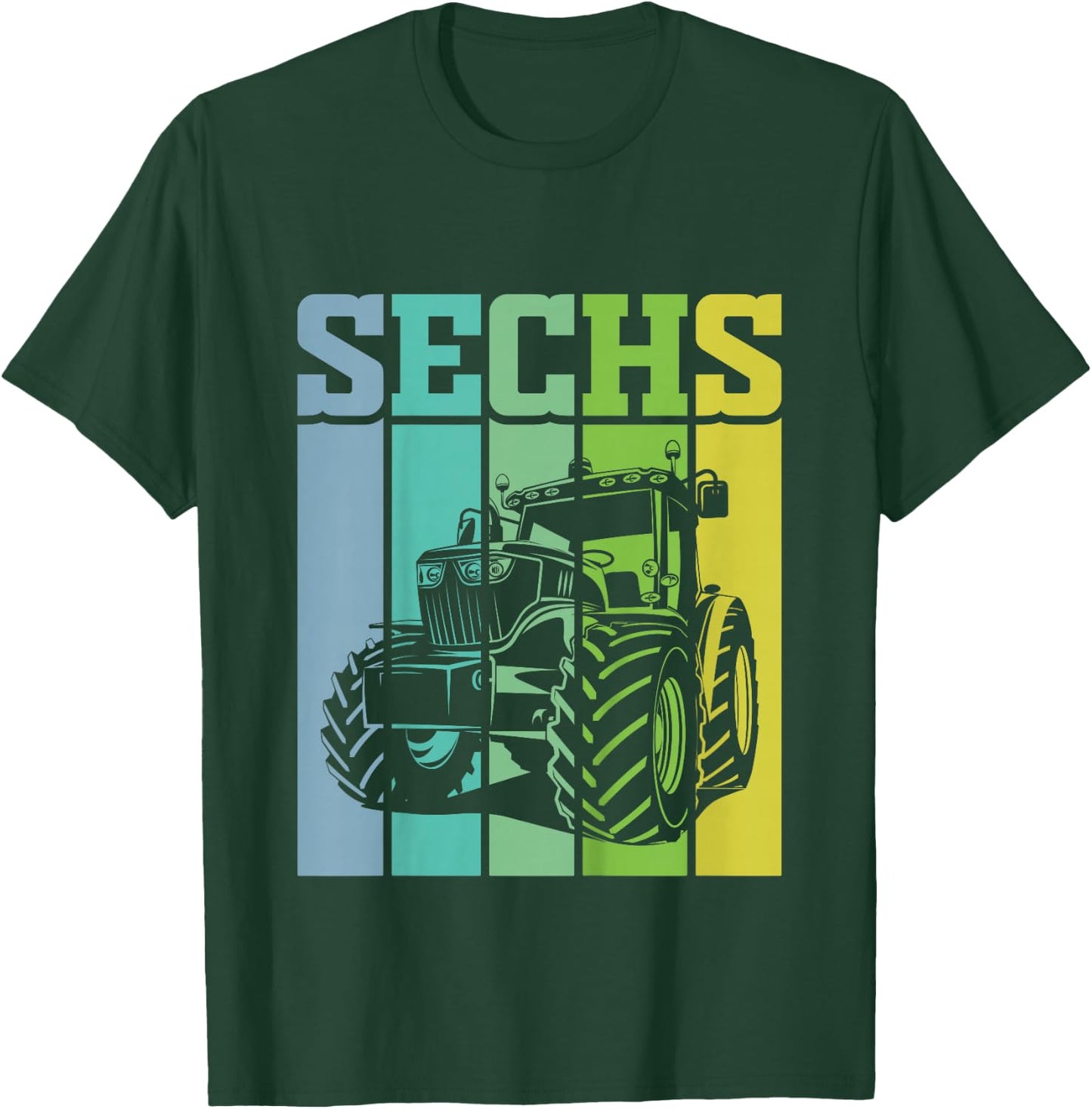 Children's Birthday Party 6 Years 6th Birthday Tractor , black T-Shirt - T-Shirt | Forest