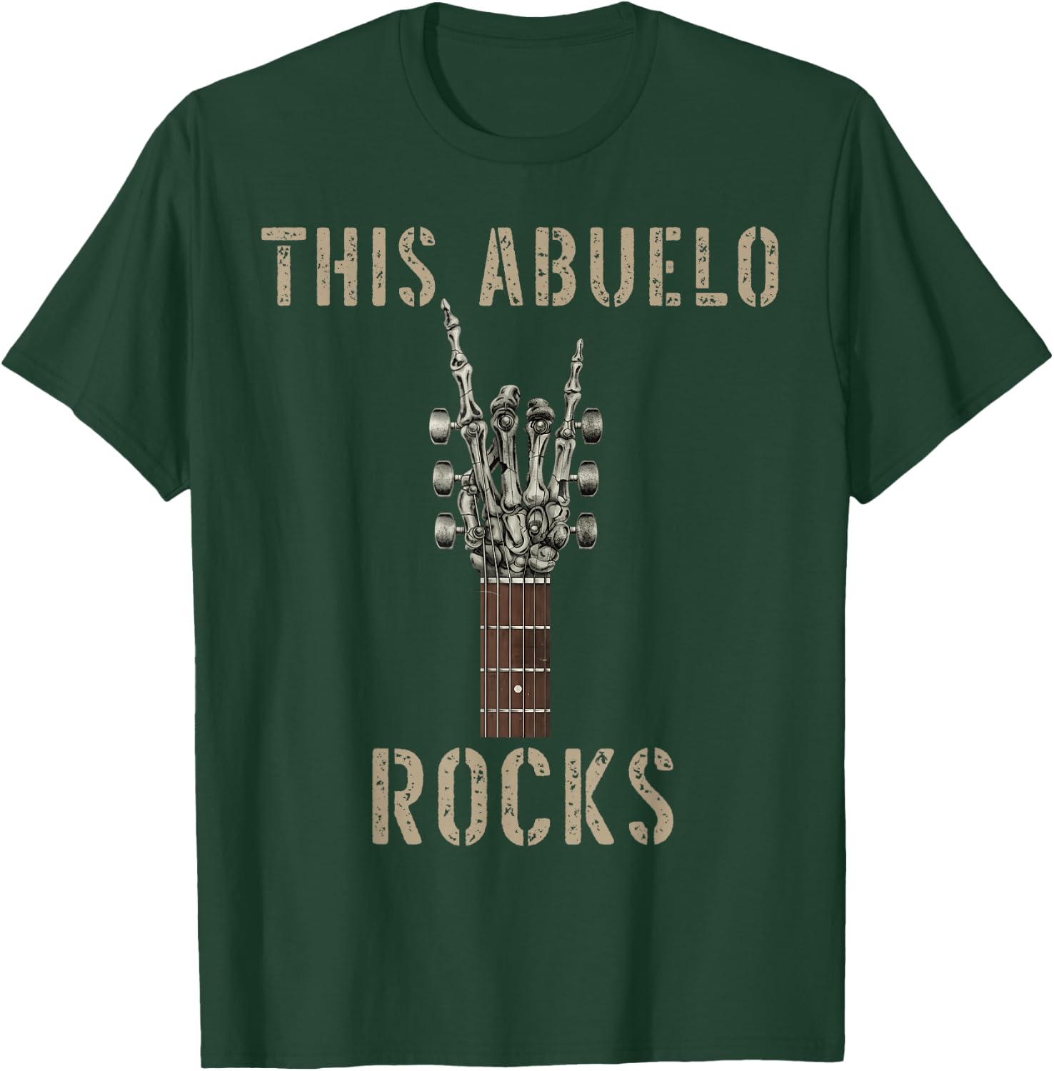This Abuelo Rocks Skeleton Hand Rock Music Band Guitar T-Shirt - T-Shirt | Forest