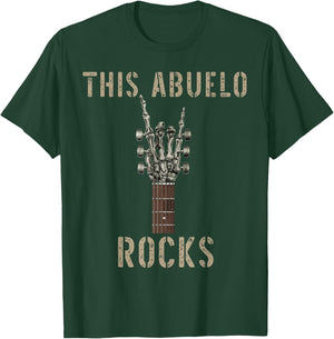 This Abuelo Rocks Skeleton Hand Rock Music Band Guitar T-Shirt - T-Shirt | Forest