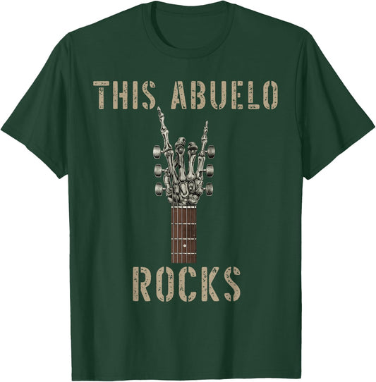 This Abuelo Rocks Skeleton Hand Rock Music Band Guitar T-Shirt - T-Shirt | Forest