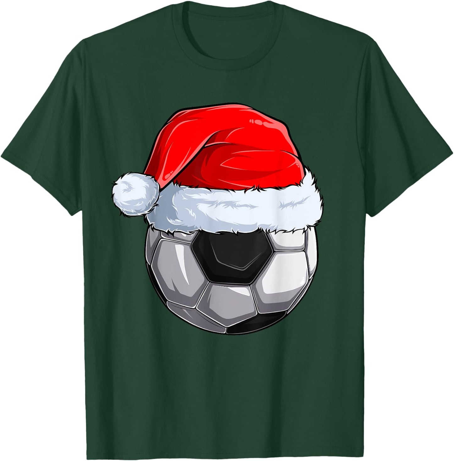 Soccer Ball Santa Hat Christmas Pajama Cool Sport X-Mas T-Shirt - T-Shirt | Forest