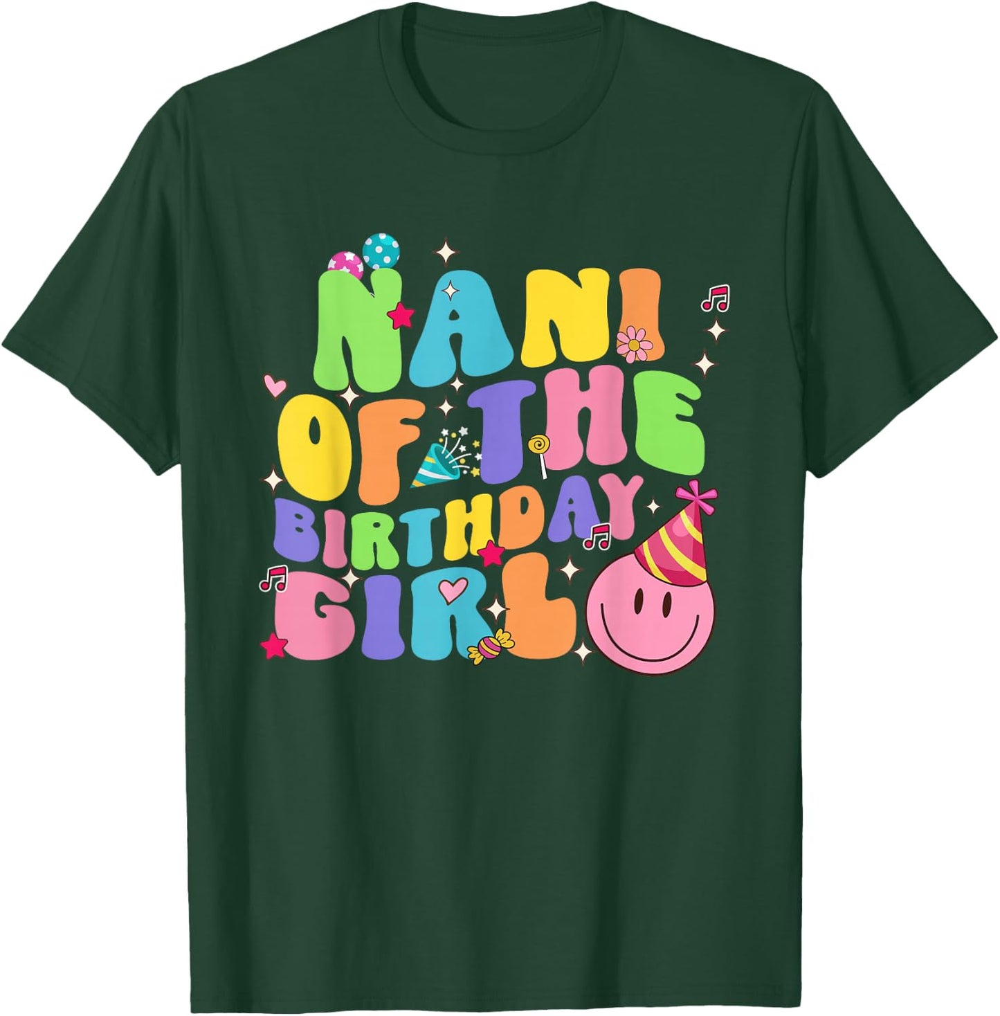 Nani of The Birthday Girl Family Groovy Birthday Party T-Shirt - T-Shirt | Forest