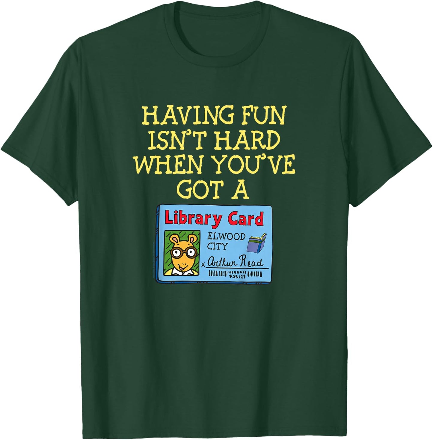 Kids Arthur Having Fun with a Library Card Cartoon T-Shirt - T-Shirt | Forest