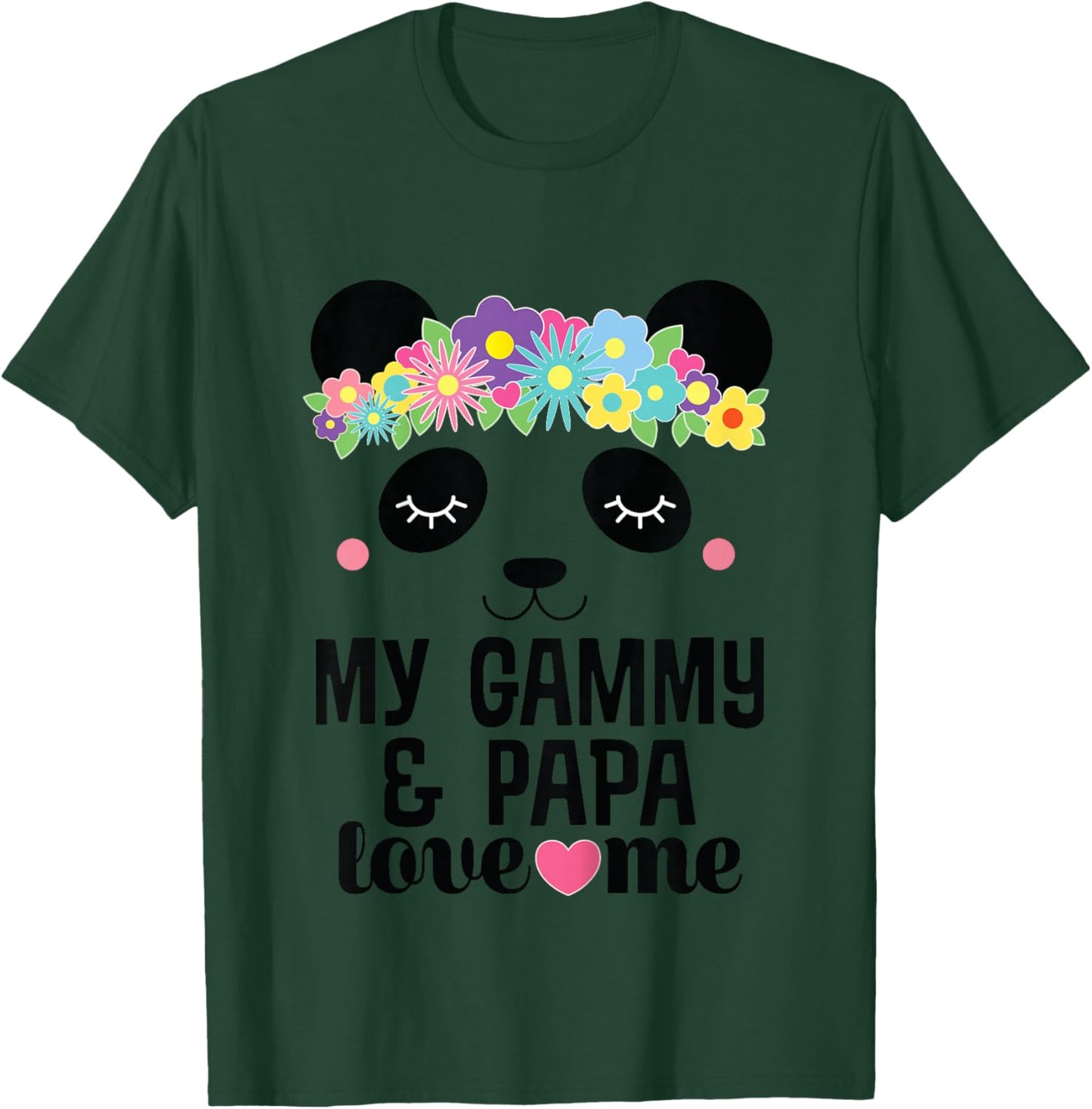 Kids My Gammy And Papa Love Me Granddaughter Panda T-Shirt - T-Shirt | Forest