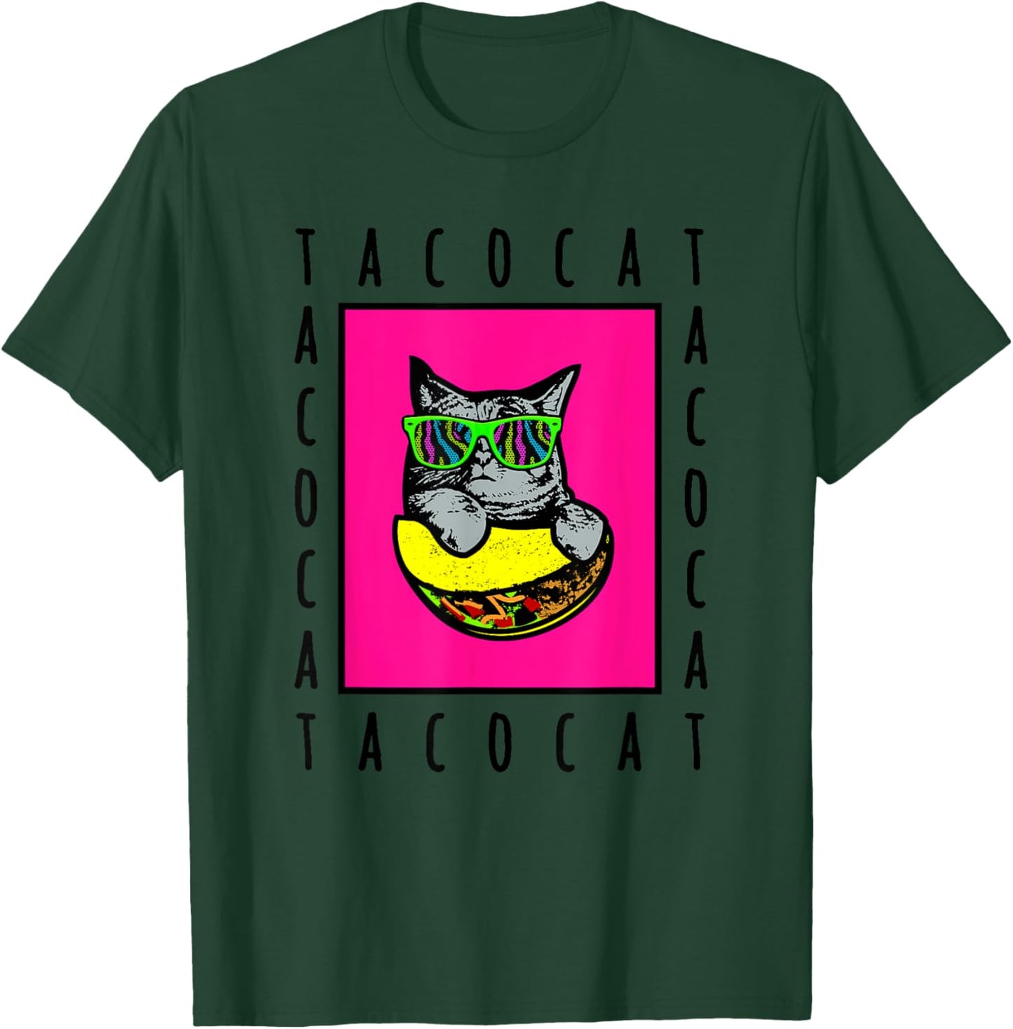 Taco Cat Spelled Backwards Is Taco Cat | Cat in Sunglasses T-Shirt - T-Shirt | Forest