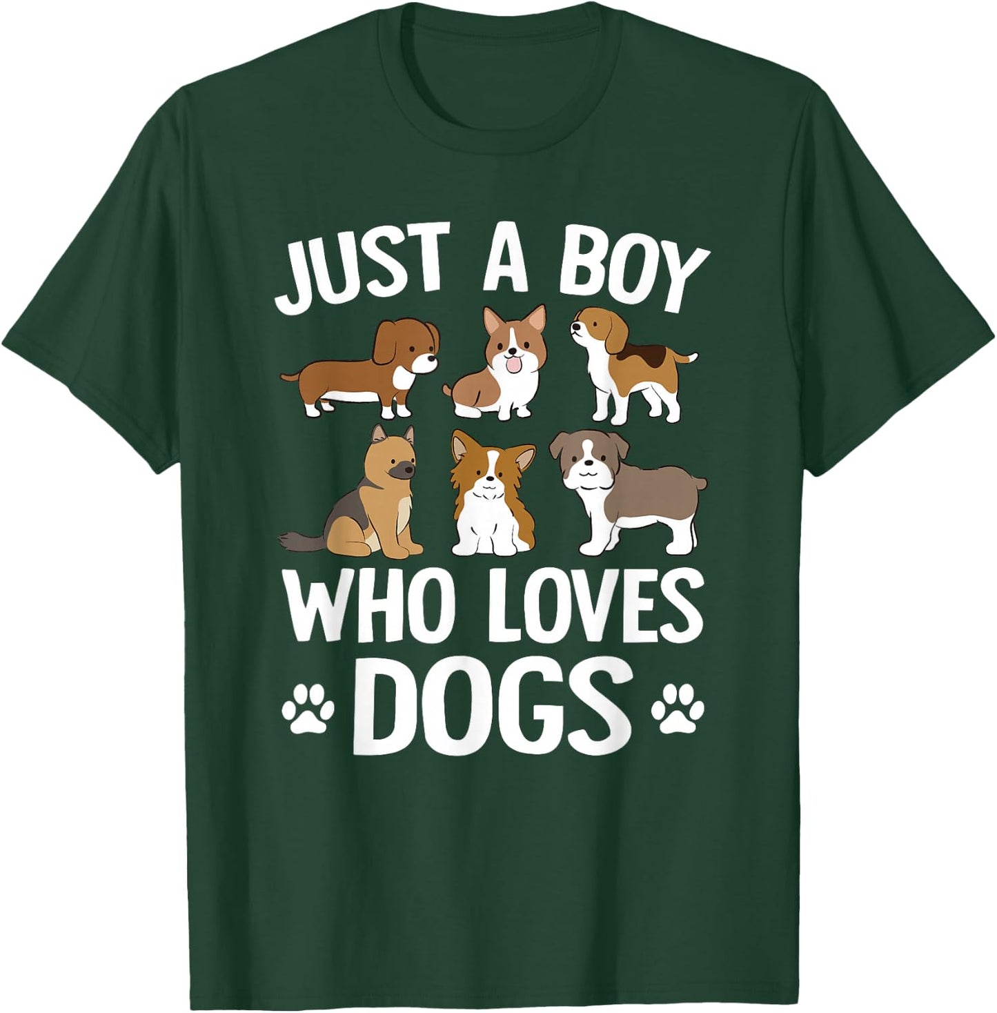 Just A Boy Who Loves Dogs Boys Toddler Puppy Dog Lover T-Shirt - T-Shirt | Forest