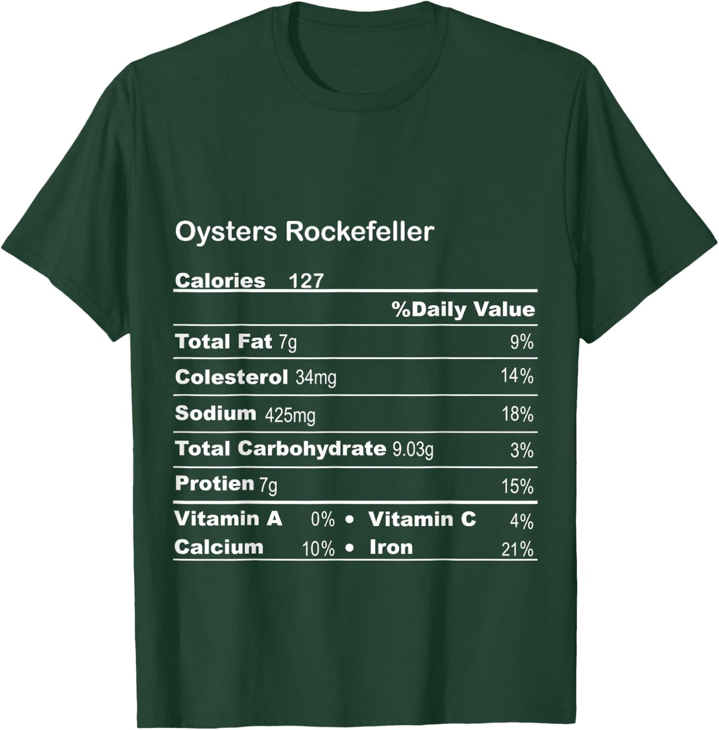 Funny Oysters Rockefeller Thanksgiving Nutritional Fact T-Shirt - T-Shirt | Forest