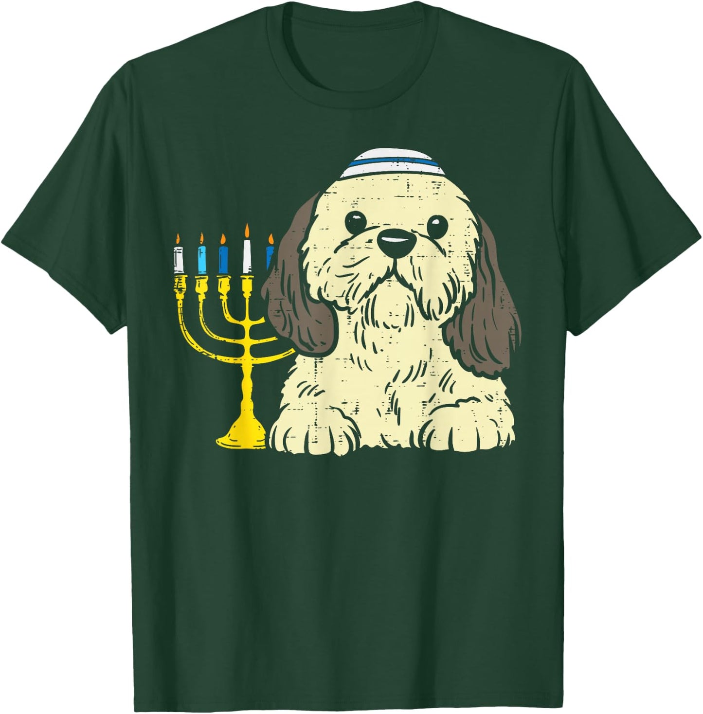 Jewish Shih Tzu Dog Menorah Hanukkah Pajamas Chanukah PJs T-Shirt - T-Shirt | Forest