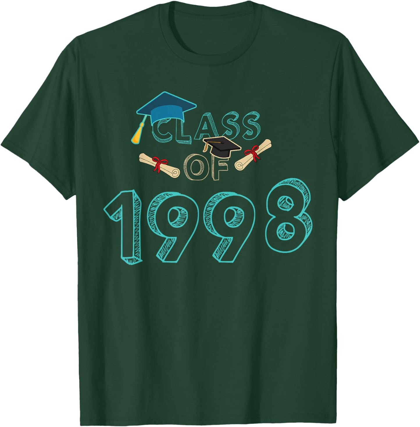 Class Of 1998 Graduation School Reunion Student Teacher Men Women Girls Kids T-Shirt - T-Shirt | Forest