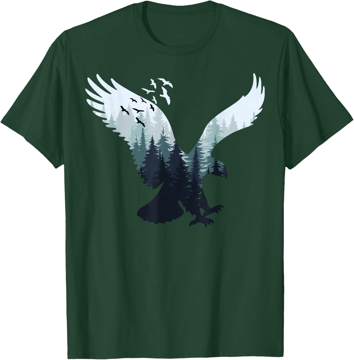 Animal Lovers in Nature with Eagle Silhouette , black T-Shirt - T-Shirt | Forest