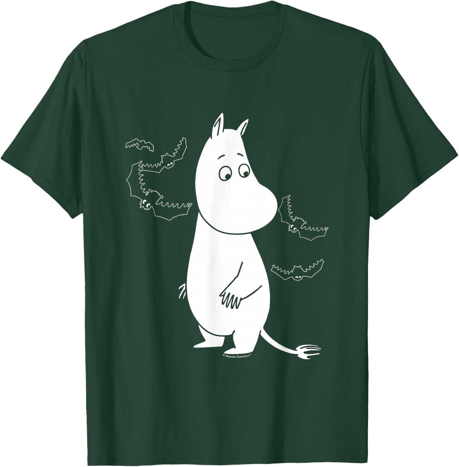 Moomin Moomintroll Surrounded by Scary Bats , Black, S T-Shirt - T-Shirt | Forest
