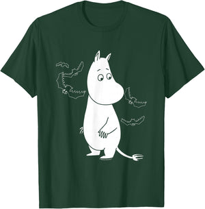 Moomin Moomintroll Surrounded by Scary Bats , Black, S T-Shirt - T-Shirt | Forest
