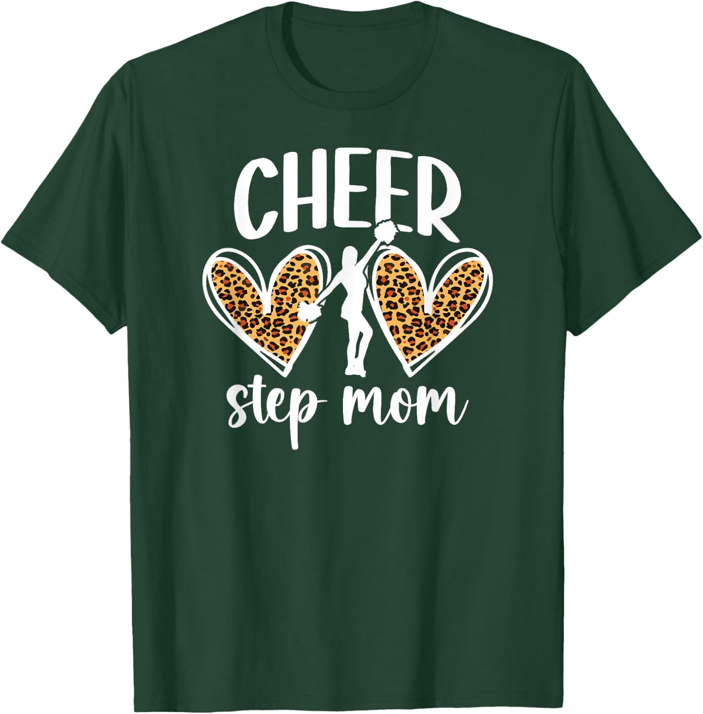 Cheer Step-Mom Of A Cheerleader Stepmother Hearts T-Shirt - T-Shirt | Forest