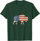 Women's Boys Bison American Flag Buffalo 4th of July Bison Men USA V-Neck T-Shirt - T-Shirt | Forest