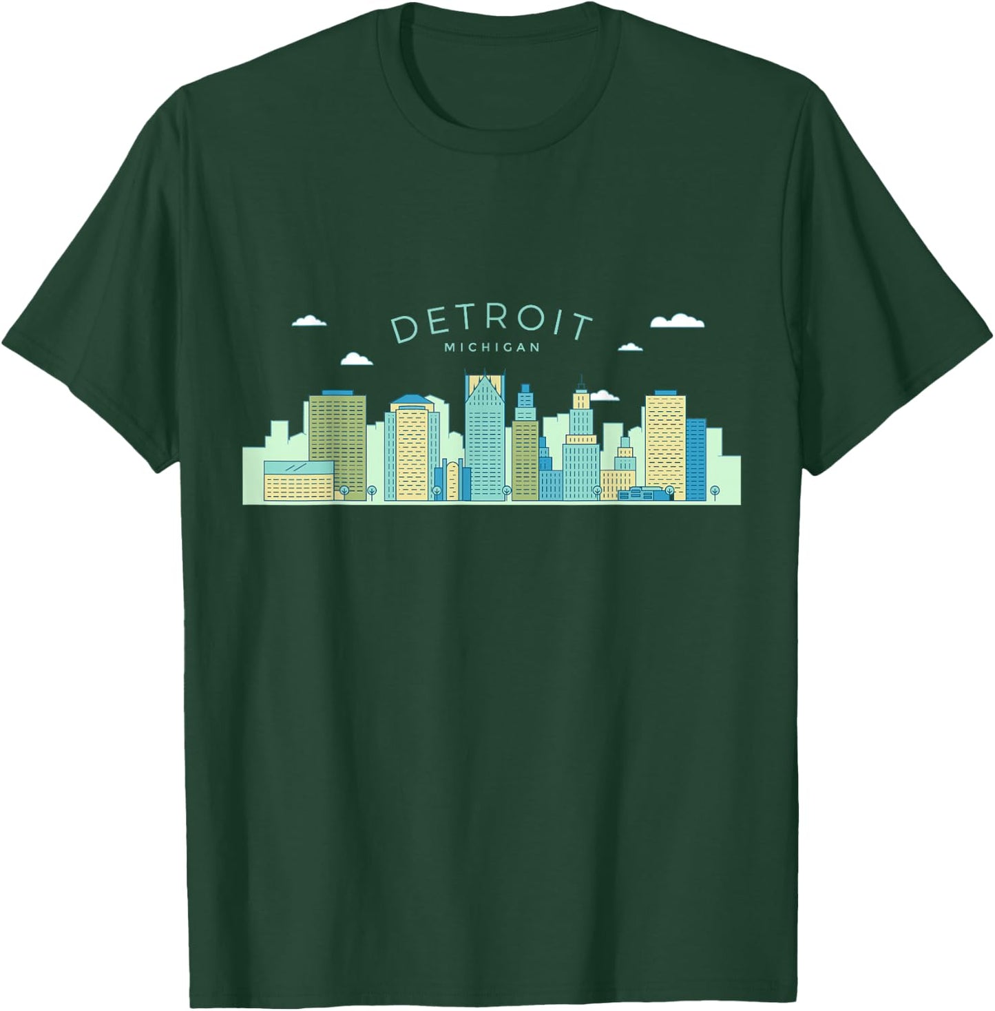 Detroit Skyline Michigan Pride Motor City Vintage Detroit T-Shirt - T-Shirt | Forest
