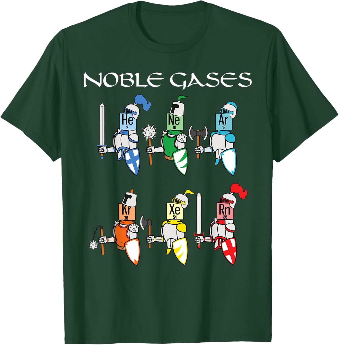 Funny Chemistry Medieval Science Noble Gases Knight T-Shirt - T-Shirt | Forest