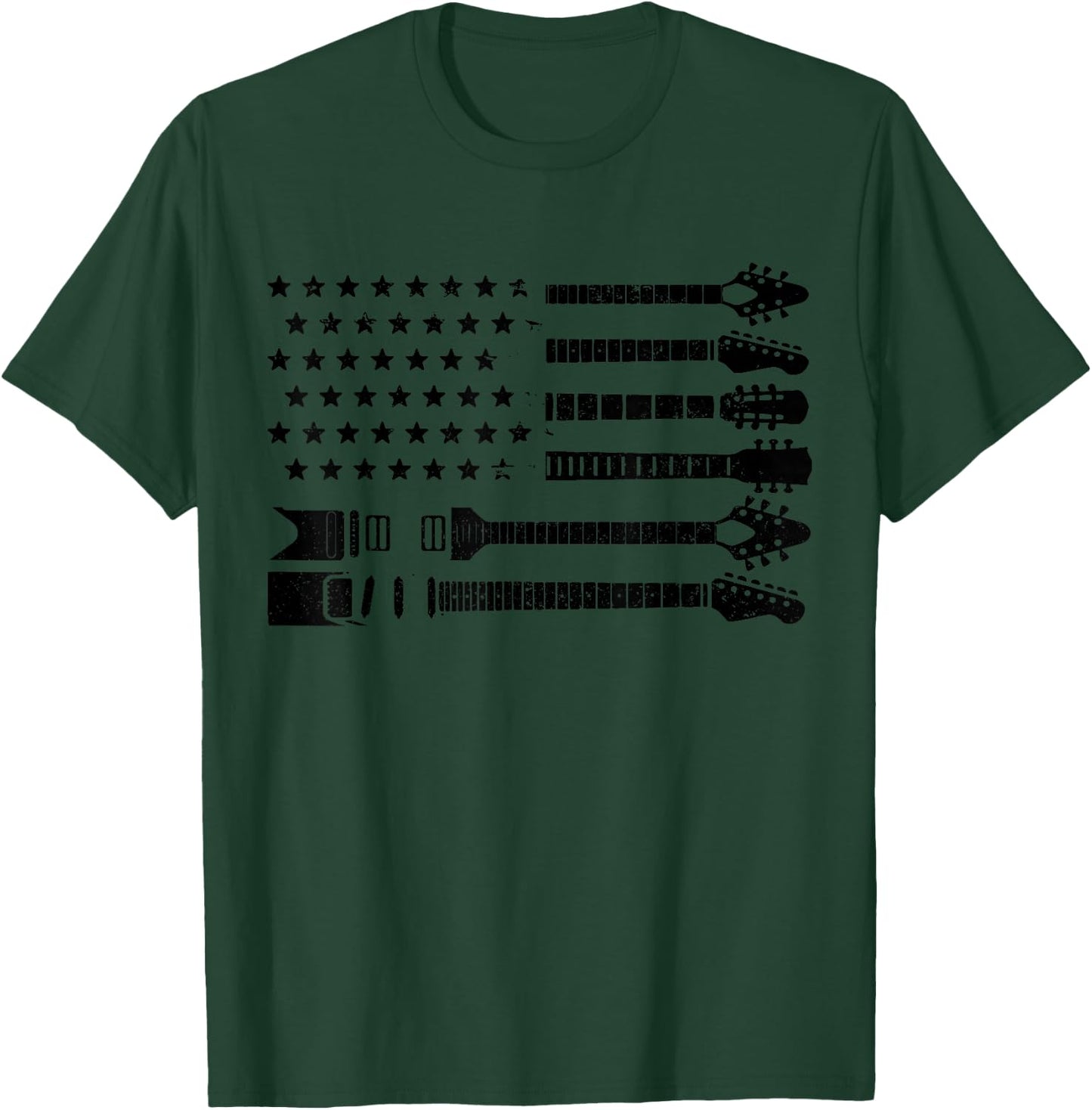Patriotic Guitar Player Gift American Flag Guitarist Vintage T-Shirt - T-Shirt | Forest