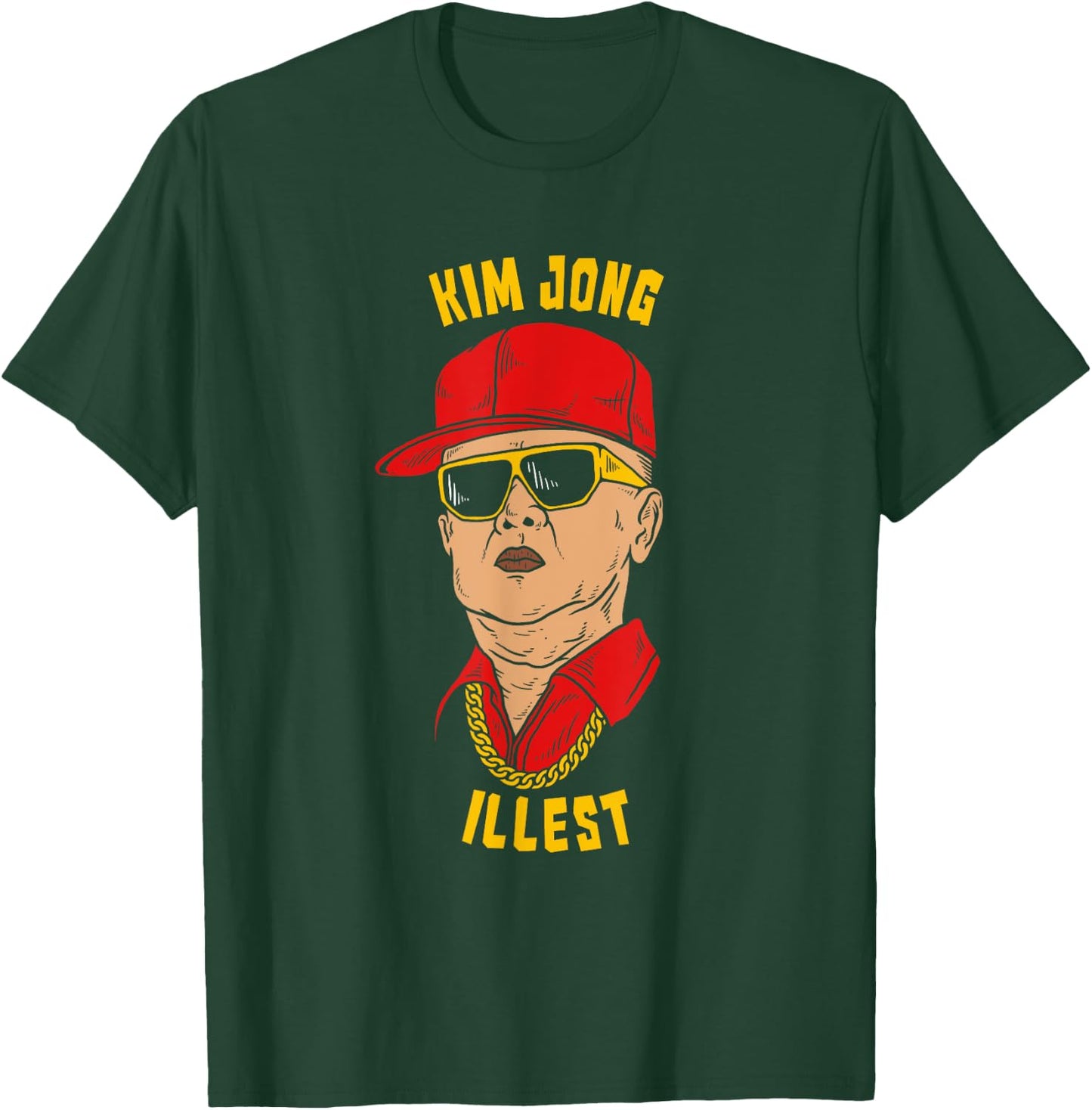Funny Kim Jong Il North Korea - Kim Jong Illest - -Adults, Kids - Black - Cotton Blend - Short Sleeve - Classic Fit T-Shirt - T-Shirt | Forest