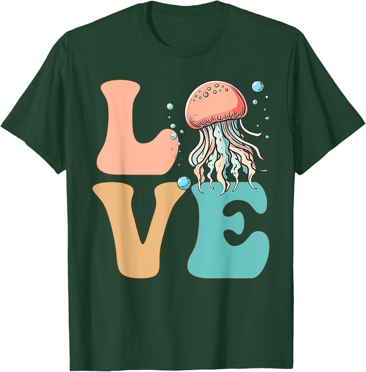 Jellyfish Ocean Life LOVE T-Shirt - T-Shirt | Forest