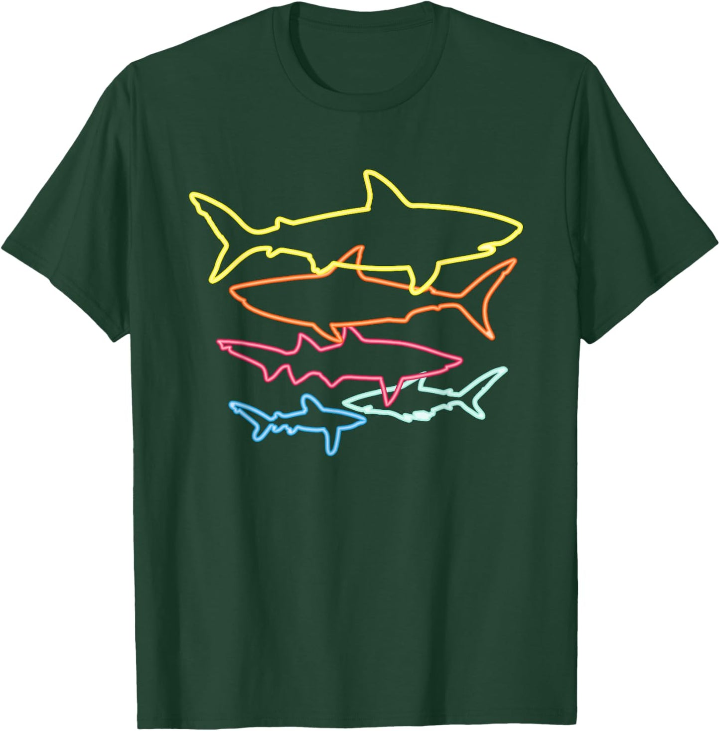 Retro 80s Shark Clothes Sharks Party Kids Women Men Shark T-Shirt - T-Shirt | Forest