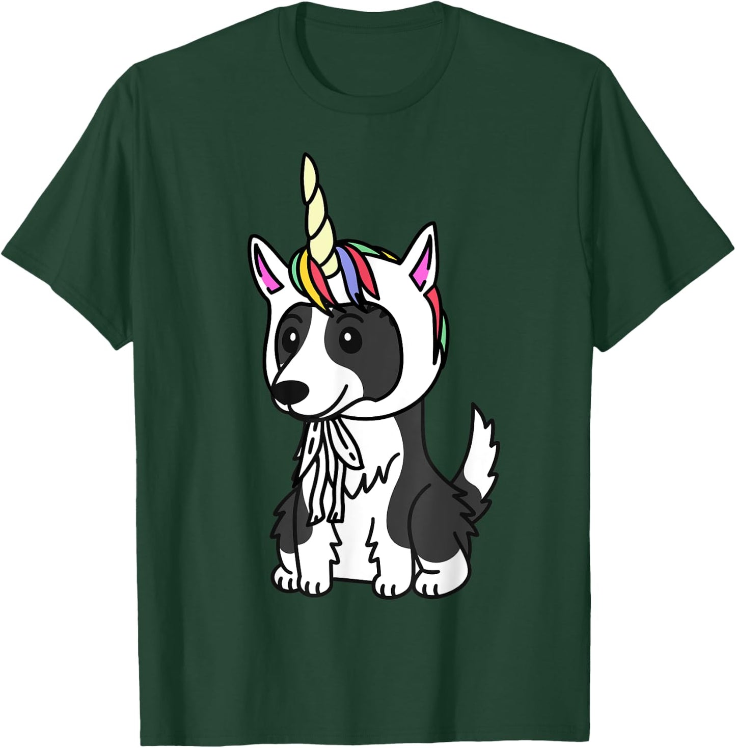 Unicorn Hat Border Collie Funny Dog Men Women Kids T-Shirt - T-Shirt | Forest
