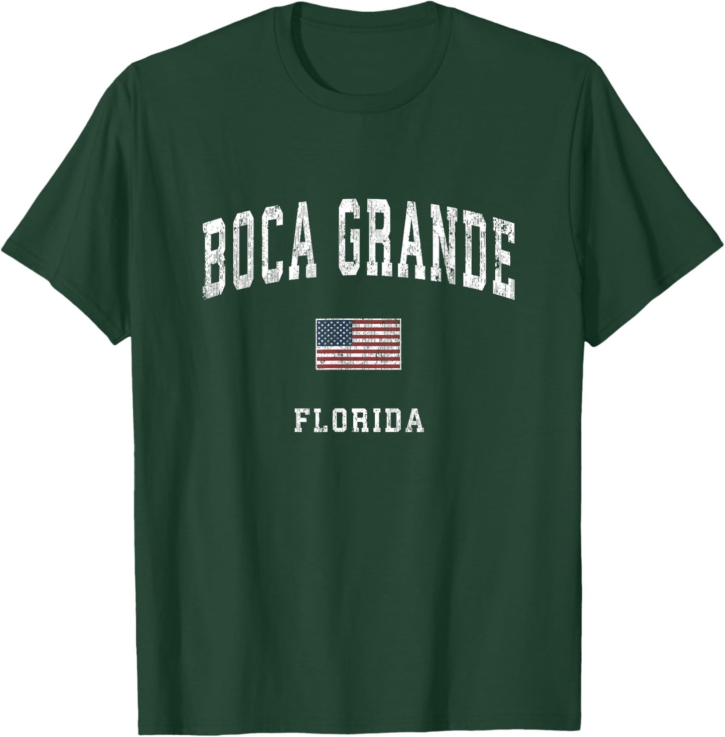 Boca Grande Florida FL Vintage American Flag Sports Design T-Shirt - T-Shirt | Forest