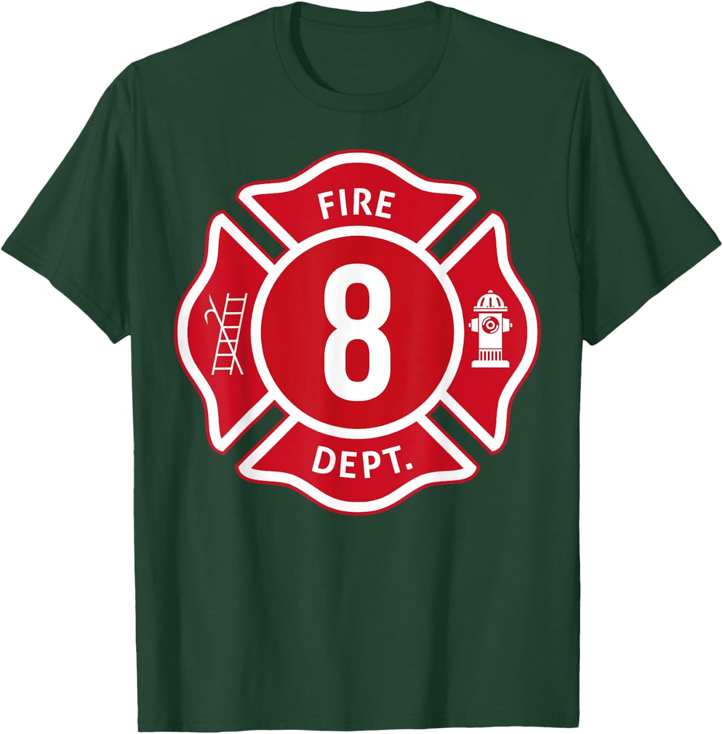 Kids Fire Truck 8th Birthday Boy Firefighter 8 Year Old T-Shirt - T-Shirt | Forest