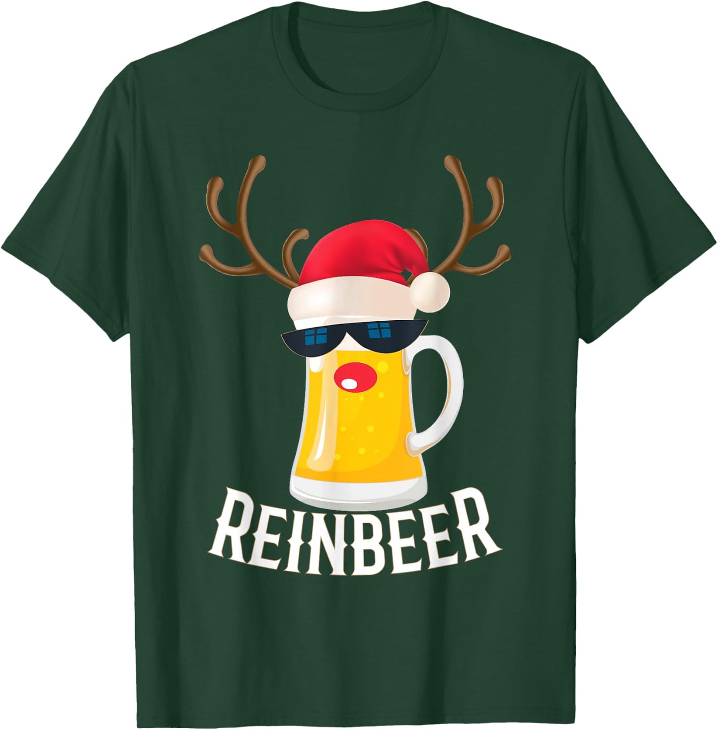 Gifts for Beer Drinkers- Reindeer Funny Christmas Drinking T-Shirt - T-Shirt | Forest