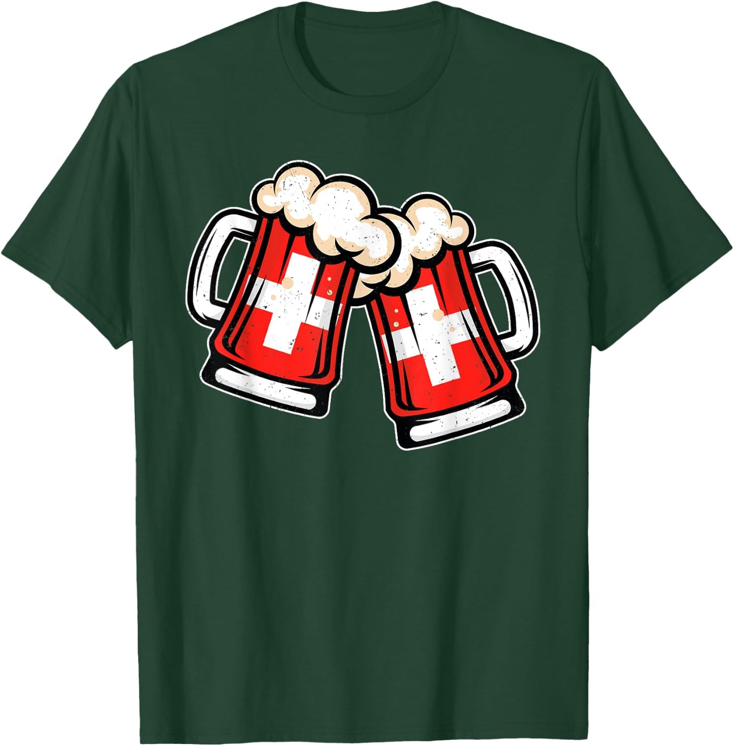 Switzerland Flag Beer Mug - Cool Swiss Beer T-Shirt - T-Shirt | Forest