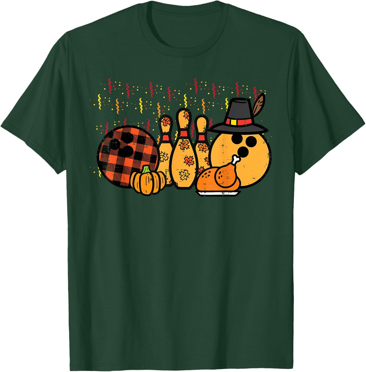 Thanksgiving Bowling Turkey Day Fall Men Women Kids Youth T-Shirt - T-Shirt | Forest