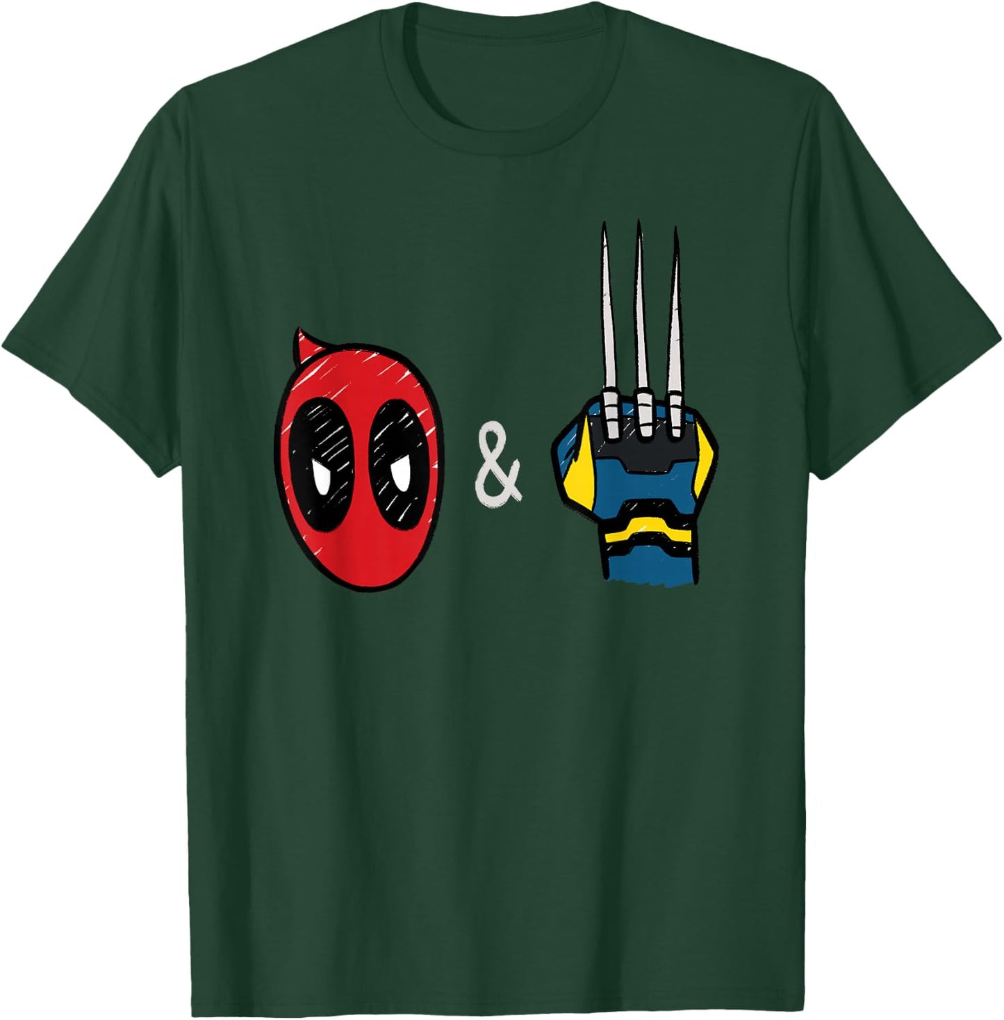 Marvel Studios Deadpool & Wolverine Mask & Claw Emoji Icons T-Shirt - T-Shirt | Forest