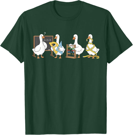 Funny Math Goose Teacher Classroom Appreciation Men Women T-Shirt - T-Shirt | Forest