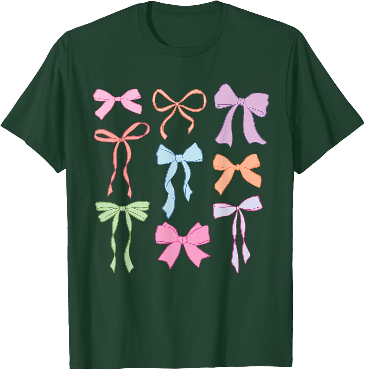 Cute Colorful Coquette Groovy Bow Happy Bow March Ribbon Bow T-Shirt - T-Shirt | Forest