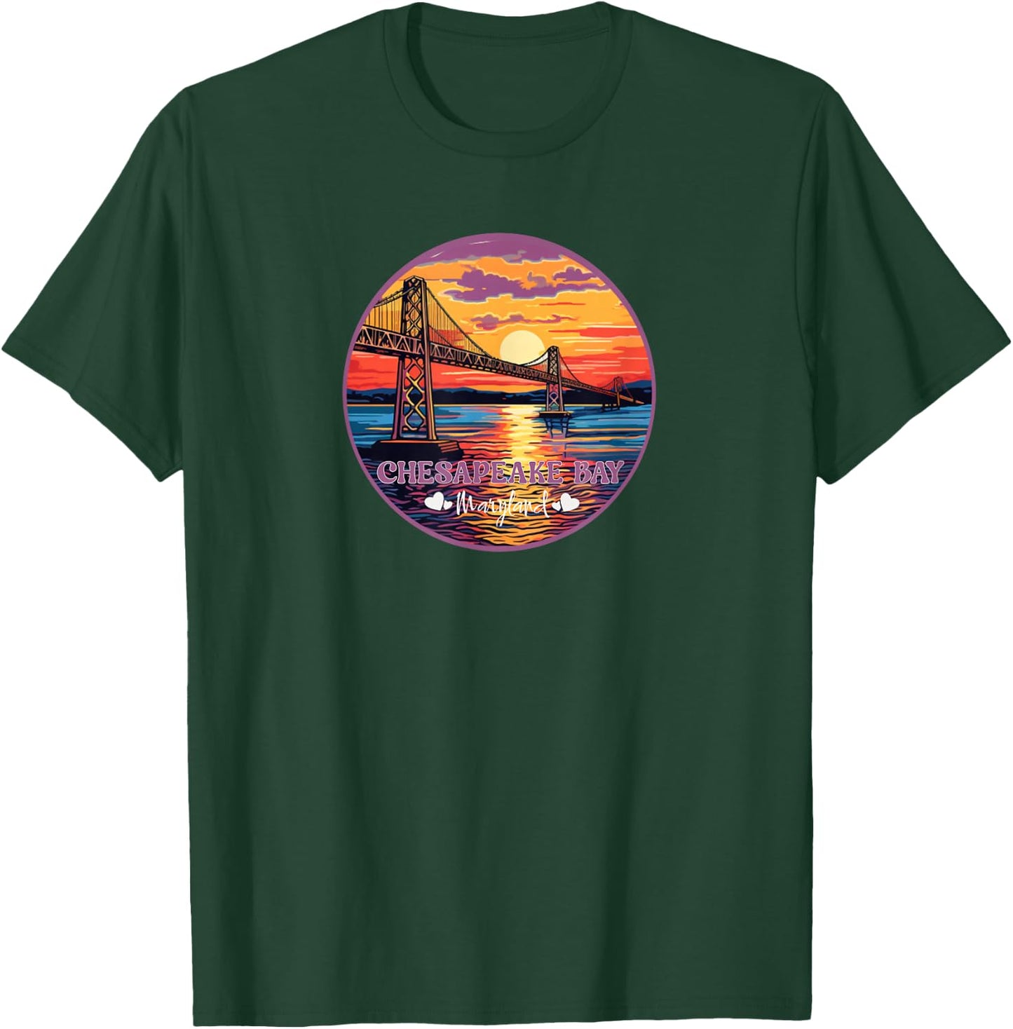 Chesapeake Bay Maryland Famous Bridges Tourist Site Souvenir T-Shirt - T-Shirt | Forest