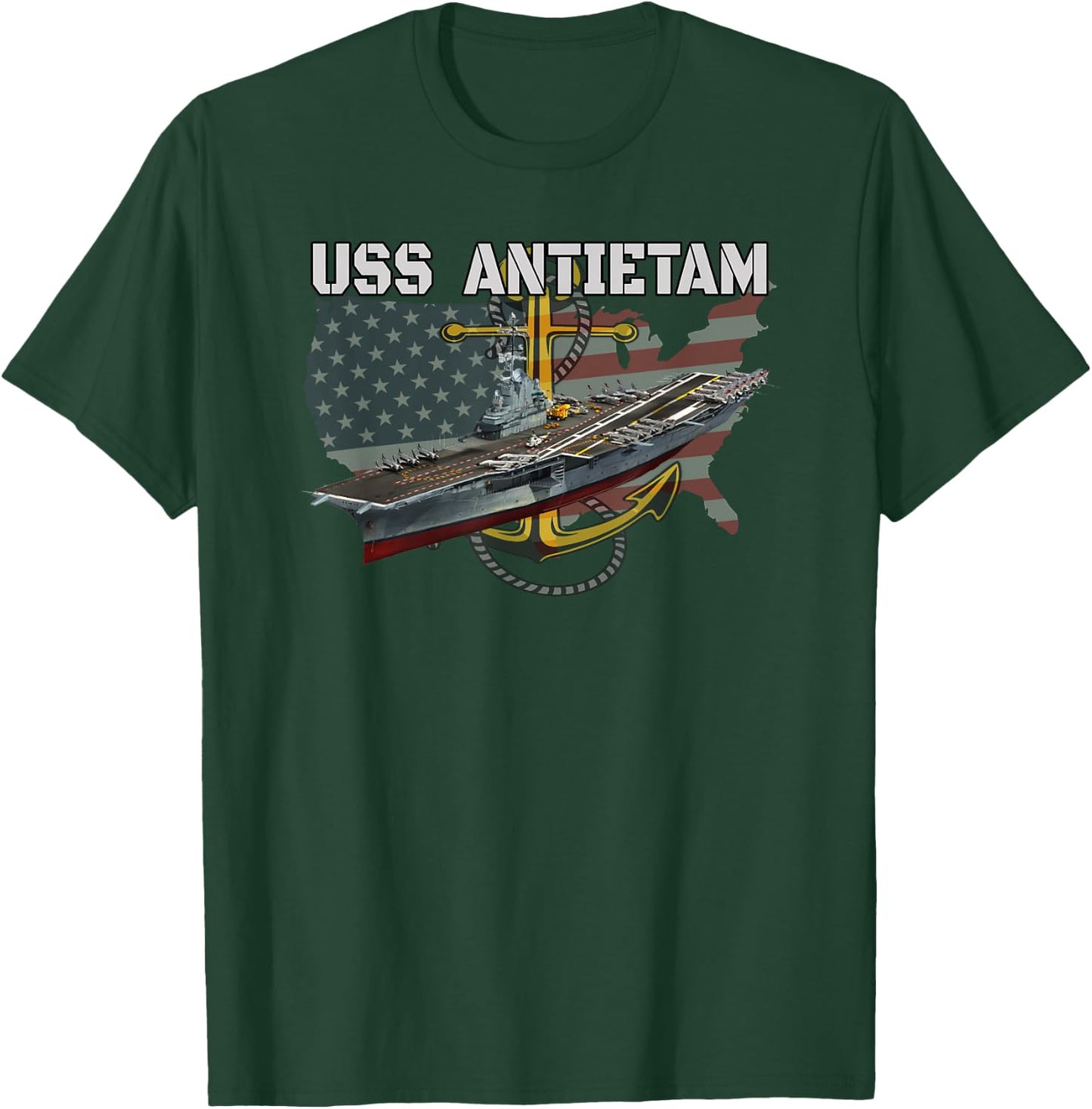 Aircraft Carrier USS Antietam CV-36 CVA-36 CVS-36 Veterans T-Shirt - T-Shirt | Forest