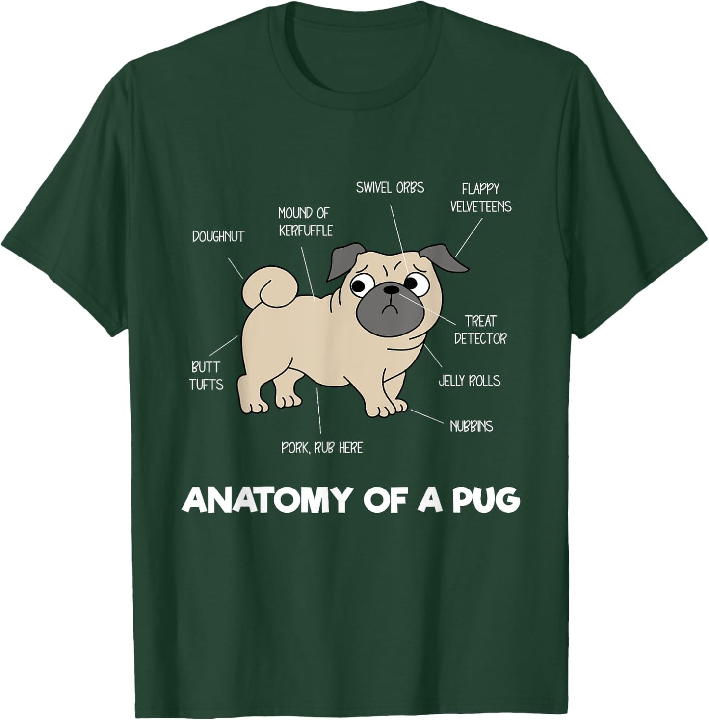 Anatomy Of A Pug - Funny Dog Body Parts Men Women Kids T-Shirt - T-Shirt | Forest