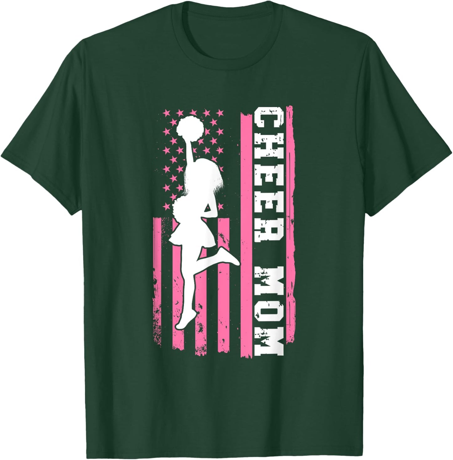 Cheer Mom American Flag Cheerleading Cheerleader Mom T-Shirt - T-Shirt | Forest