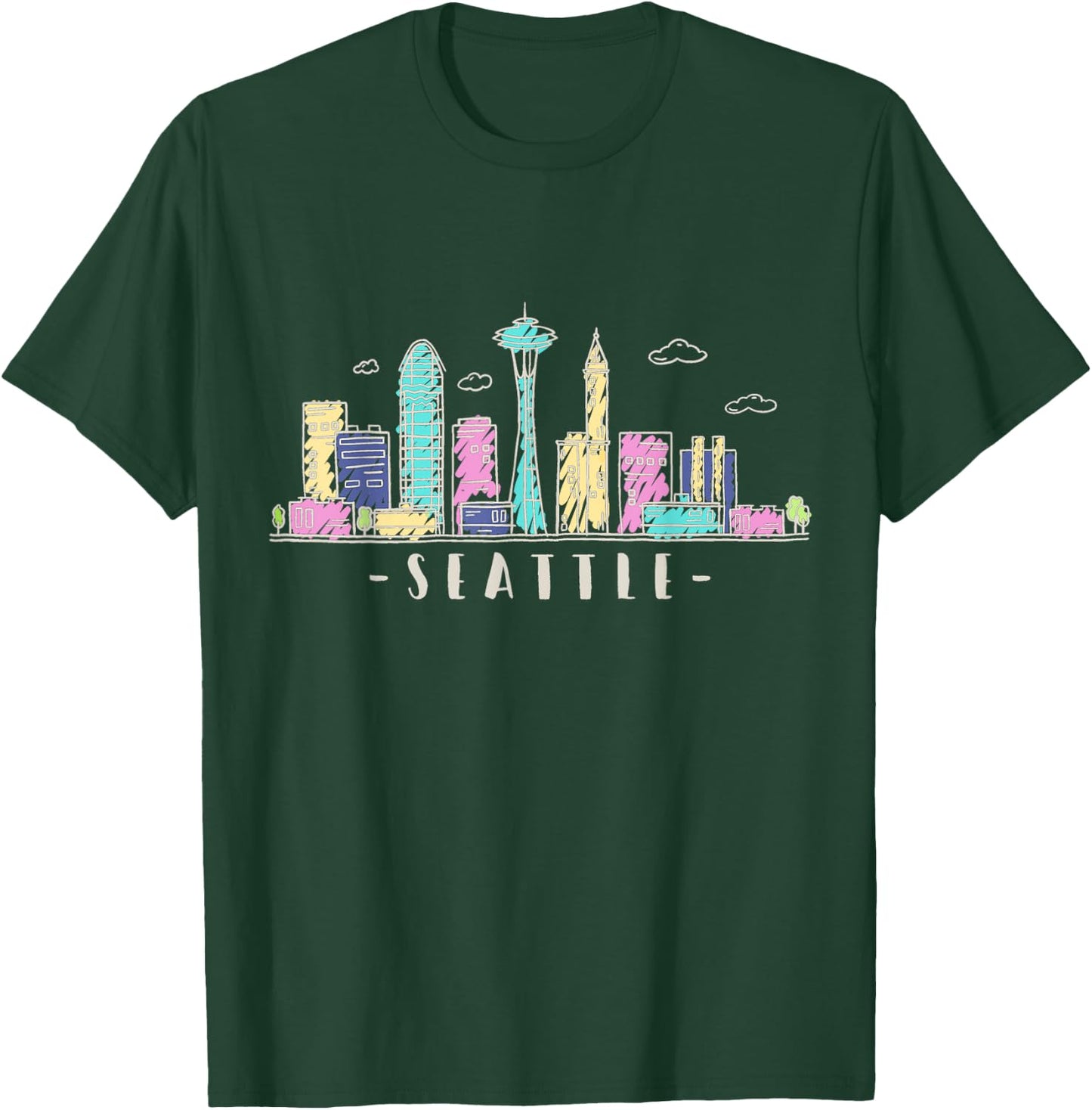 Seattle Skyline Washington PNW Vintage T-Shirt - T-Shirt | Forest