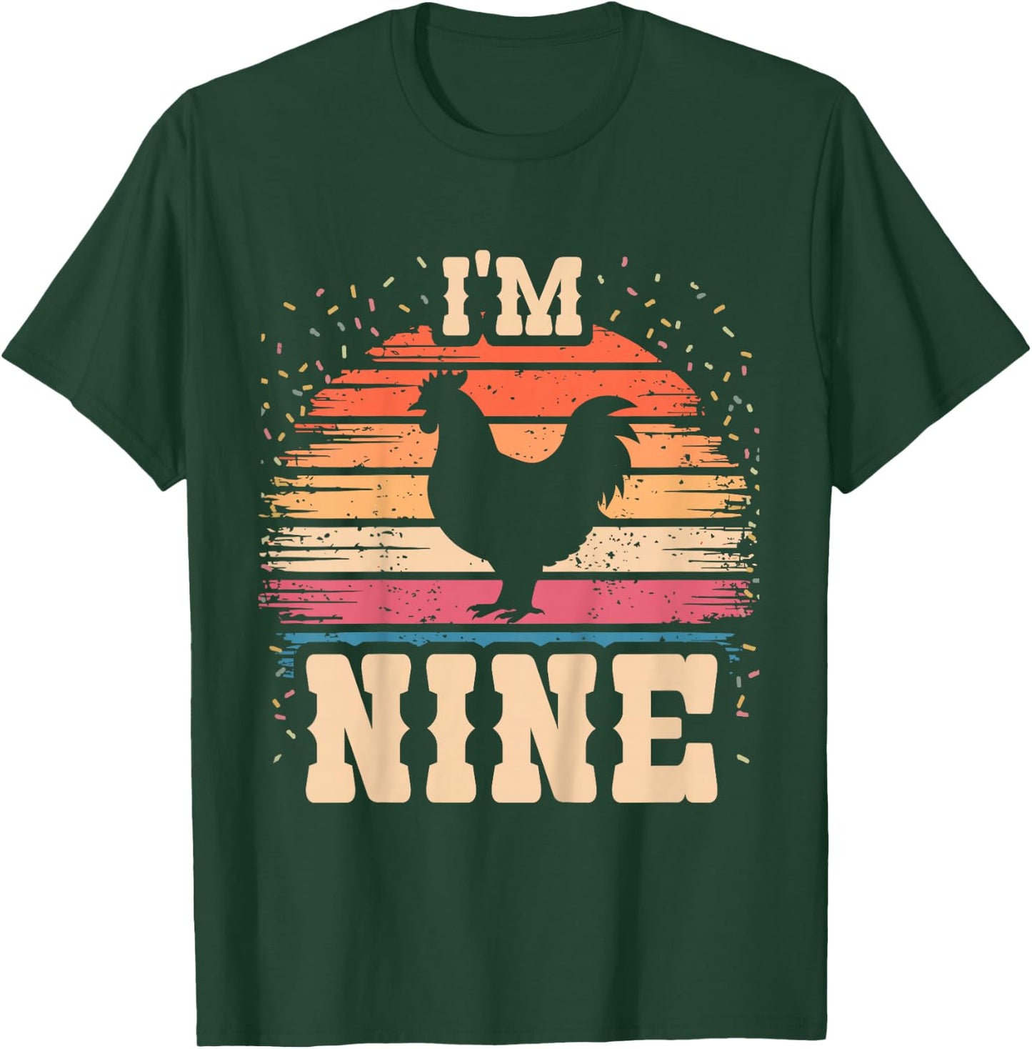 Chicken 9 Year Old Birthday Boy Girl 9th Chicken Birthday T-Shirt - T-Shirt | Forest