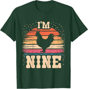 Chicken 9 Year Old Birthday Boy Girl 9th Chicken Birthday T-Shirt - T-Shirt | Forest