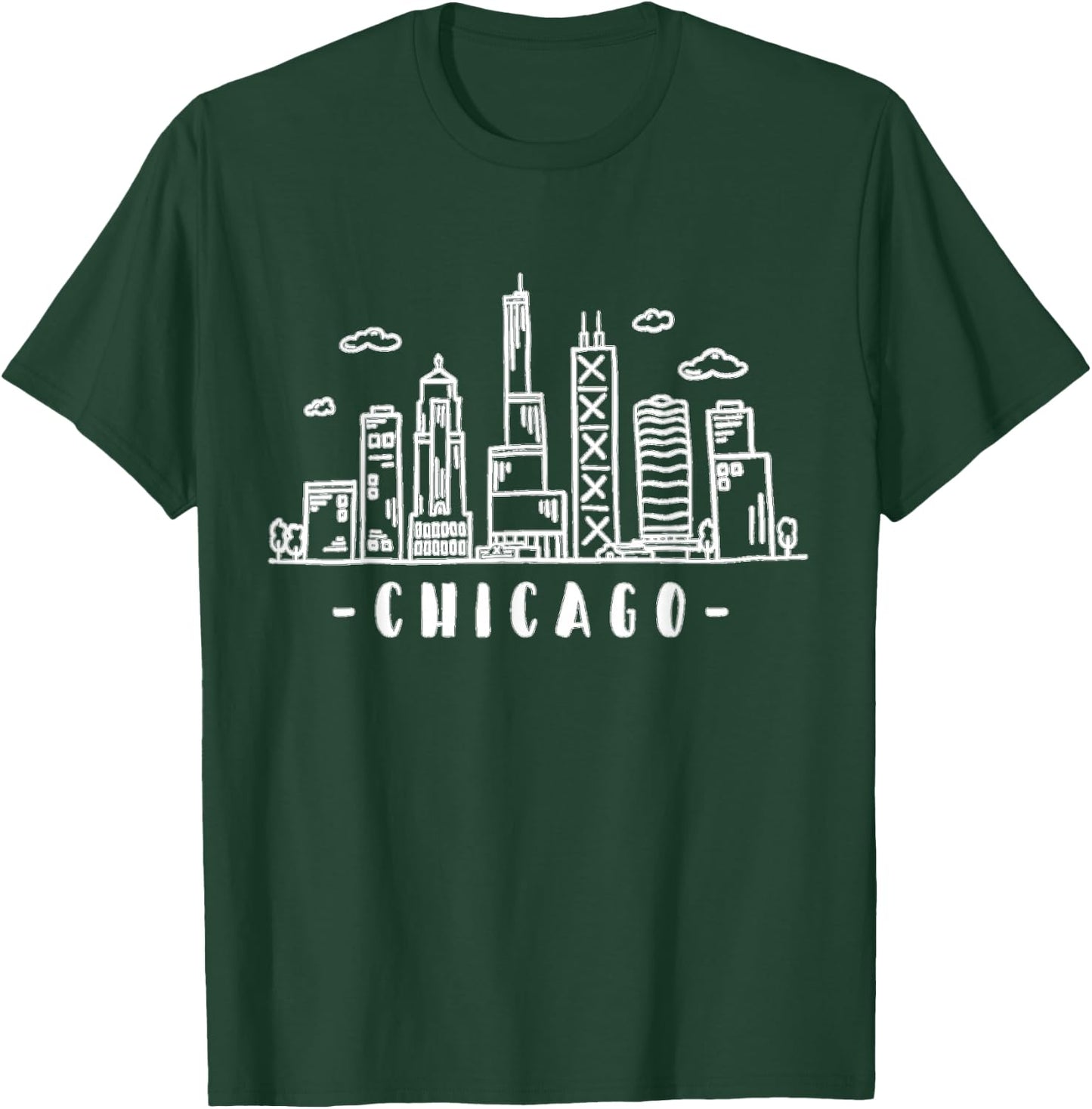 Chicago Skyline Illinois Vintage T-Shirt - T-Shirt | Forest