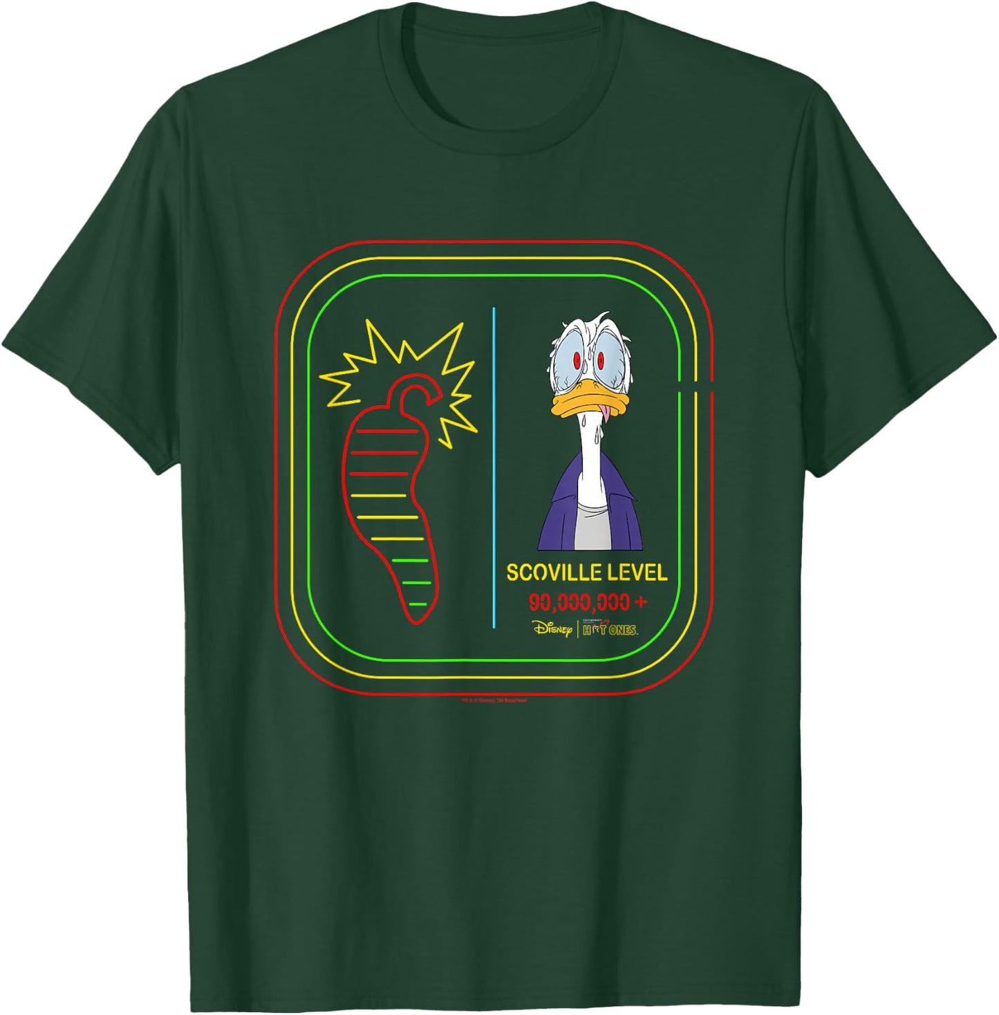 Disney Hot Ones Donald Duck Scoville Level 90000000 Retro T-Shirt - T-Shirt | Forest