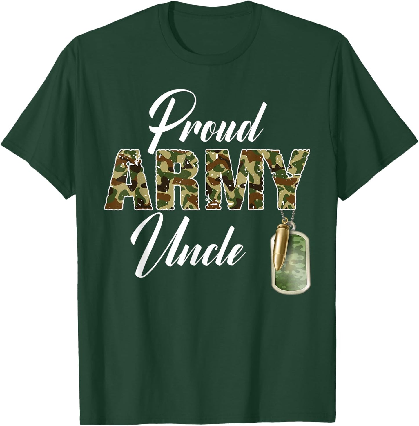 Proud Army Uncle Camouflage Soldier Family Matching Military T-Shirt - T-Shirt | Forest