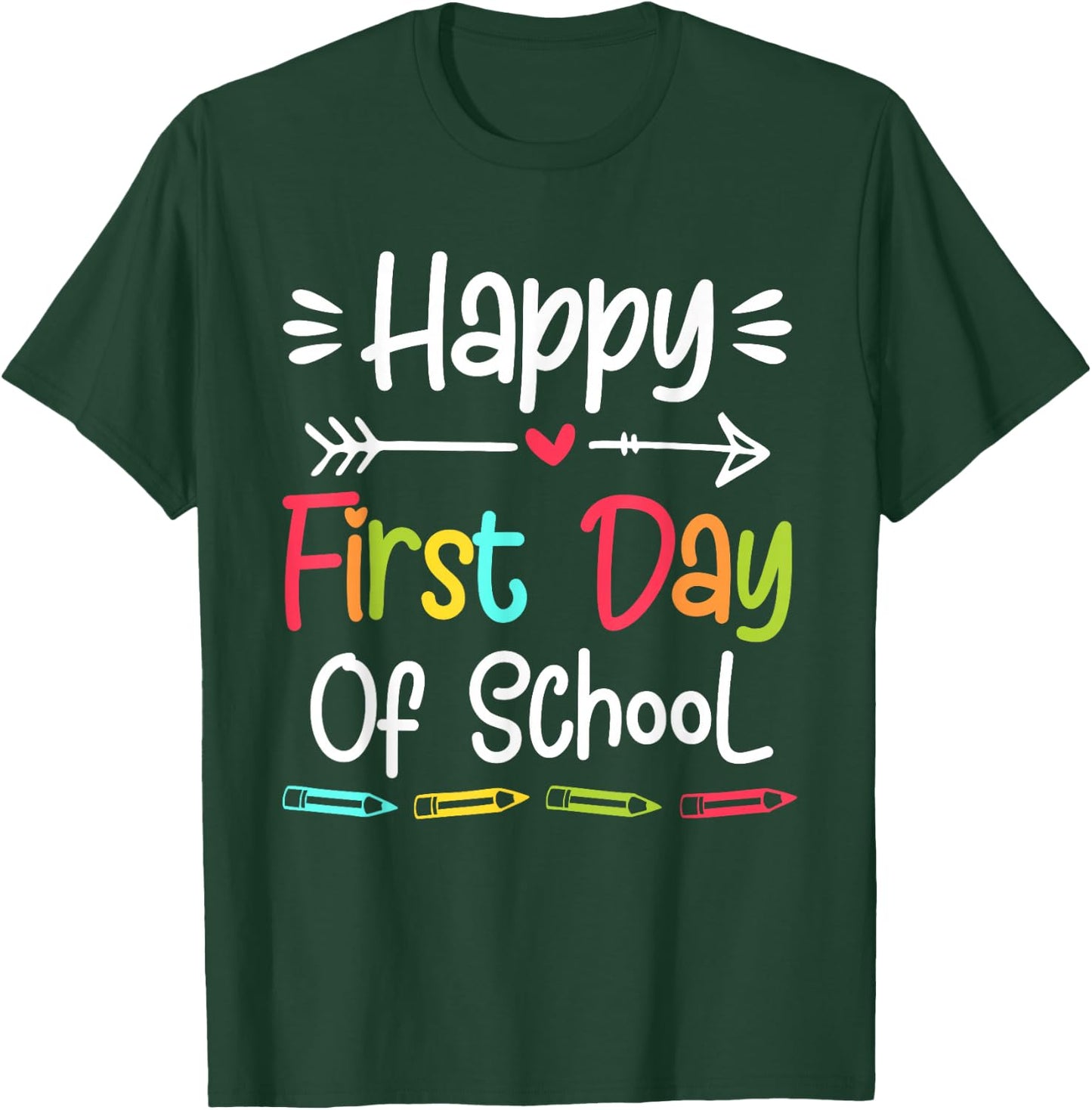 Happy First Day of School Funny Back to School Kids Students T-Shirt - T-Shirt | Forest