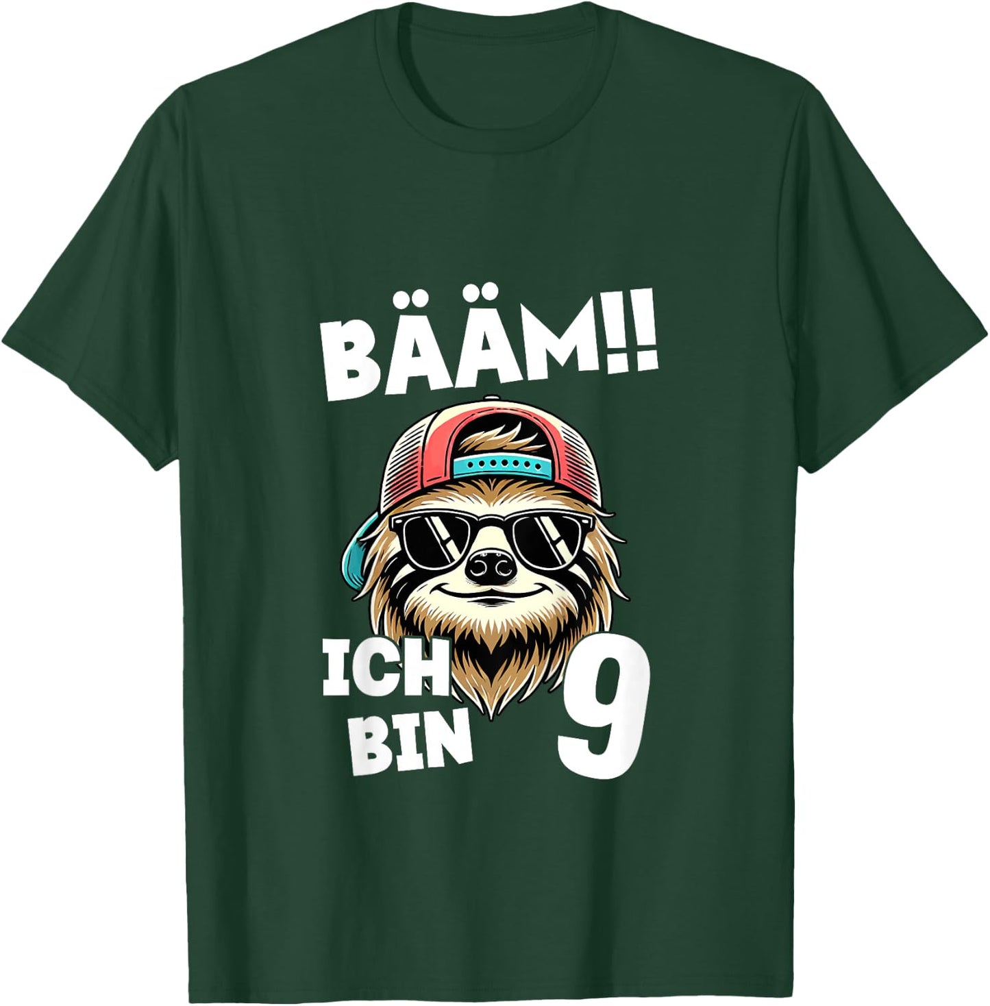 Kinder BÄÄM Ich Bin 9 Geburtstag Cooler Faultier Geburtstagsdeko T-Shirt - T-Shirt | Forest