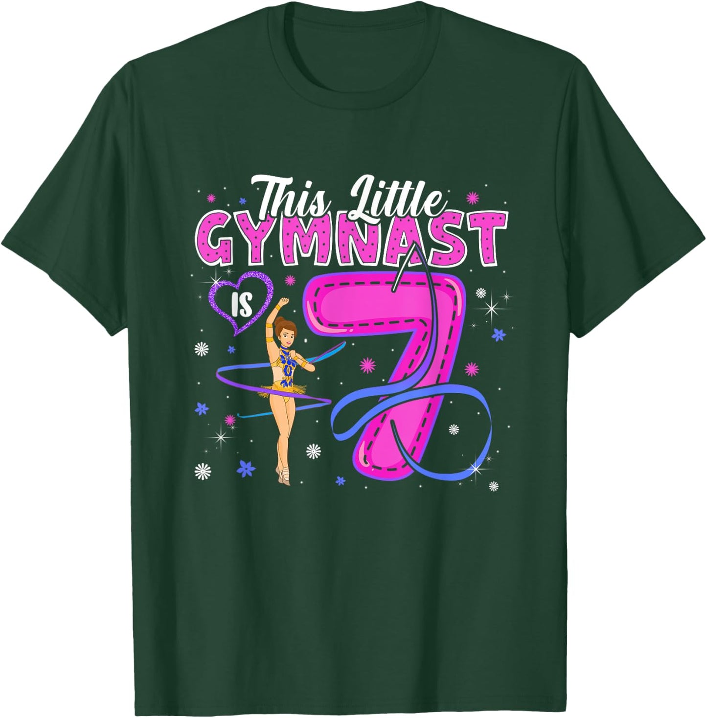 Kids 7 Year Old Gymnast 7th Birthday Tumbling Gymnastics T-Shirt - T-Shirt | Forest