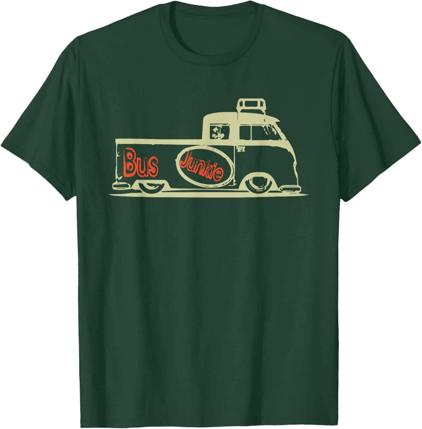 Bus Junkie: Double Cab Truck Bus Van Car Auto Hippie T-Shirt - T-Shirt | Forest