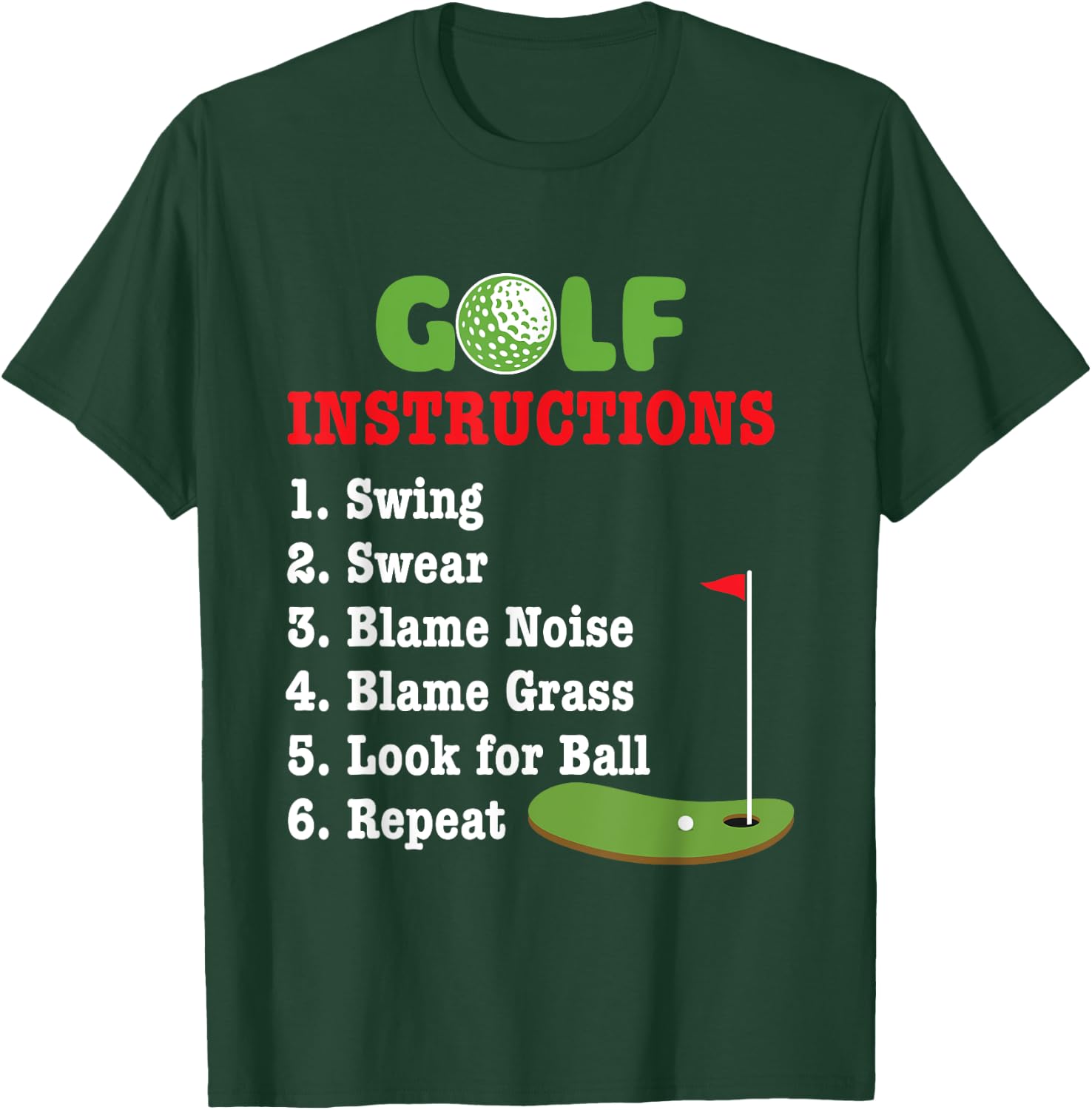 Golf Instructions - Golf Lover Golfing Golfer T-Shirt - T-Shirt | Forest