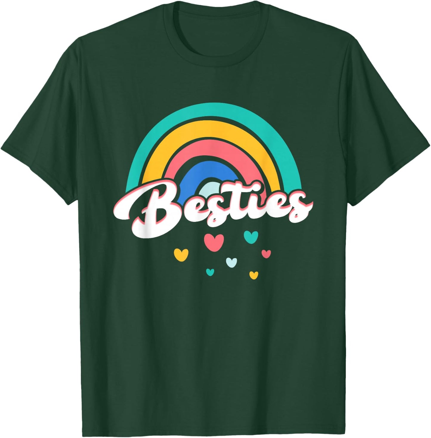 Besties Regenbogenherzen | Freundschaft Freunde Mädchen T-Shirt - T-Shirt | Forest