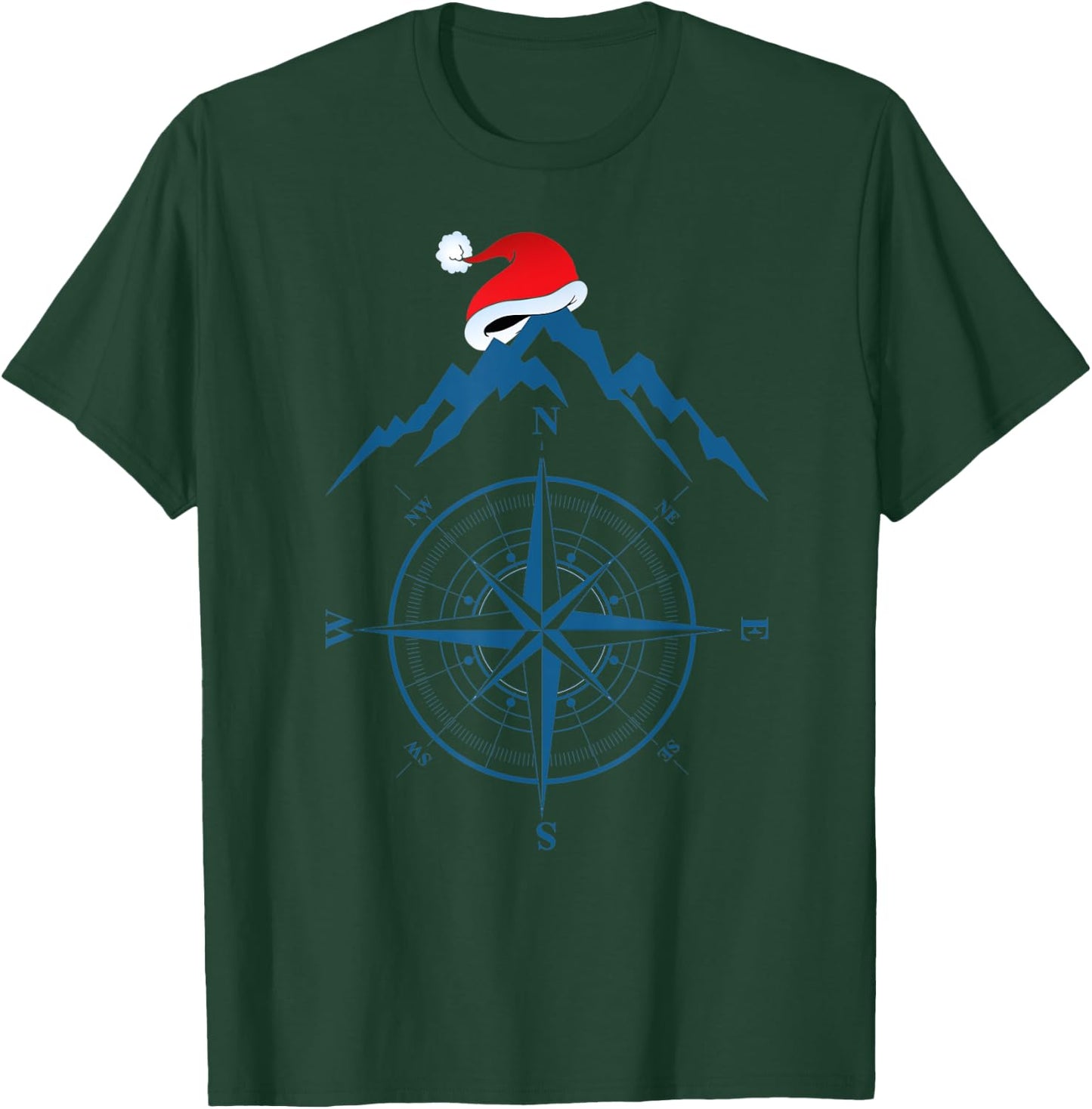 Christmas Mountain Santa Hat for Climbers Hikers Mountaineer T-Shirt - T-Shirt | Forest